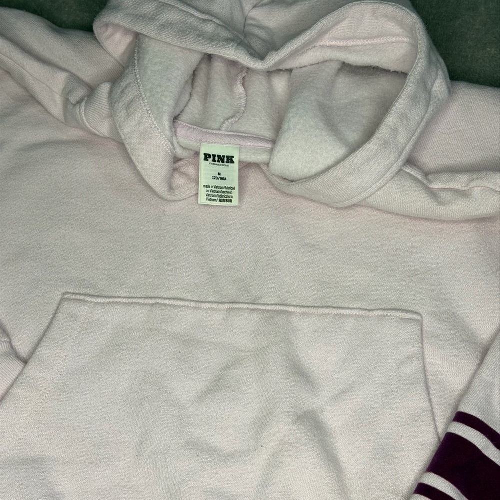 Pink Hooded Sweatshirt with Burgundy Accents - Picture 4 of 5